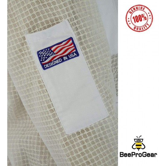 Bee Jackets JFV 3X Layers Safety - Unisex White Fabric Mesh Beekeeping Jacket - Beekeeping Fencing Veil Protective Clothing - Fully Ventilated Bee Keeping Jacket