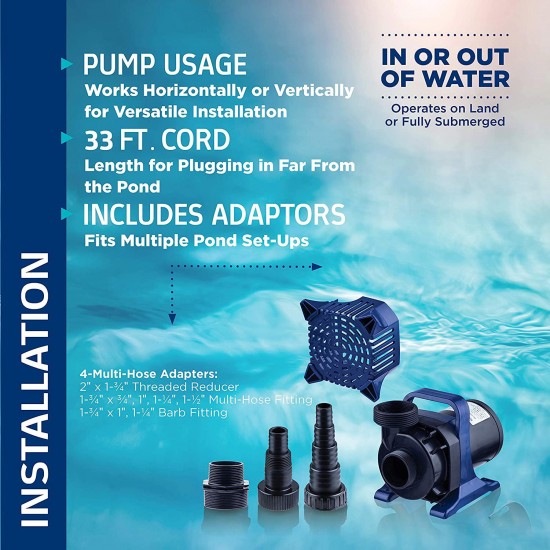 Alpine Corporation Alpine PAL5200 Cyclone Pond Pump-5200 Fountains, Waterfalls, and Water Circulation Pump, 5200 GPH, Black and Blue