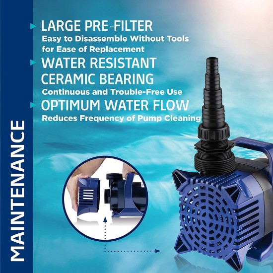 Alpine Corporation Alpine PAL5200 Cyclone Pond Pump-5200 Fountains, Waterfalls, and Water Circulation Pump, 5200 GPH, Black and Blue