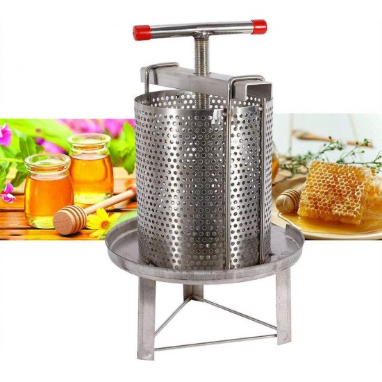 Gdrasuya10 Honey Press Extractor Small Stainless Steel Household Manual Honey Press Paraffin Machine Press Beekeeping Tool Diameter 24cm for Home, Restaurant, Large and Small Bee Farms