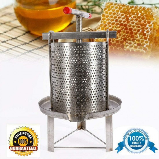 Gdrasuya10 Honey Press Extractor Small Stainless Steel Household Manual Honey Press Paraffin Machine Press Beekeeping Tool Diameter 24cm for Home, Restaurant, Large and Small Bee Farms