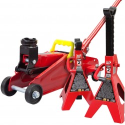 BIG RED Torin Hydraulic Trolley Floor Jack Combo with 2 Jack Stands, 2 Ton Capacity (T82001)