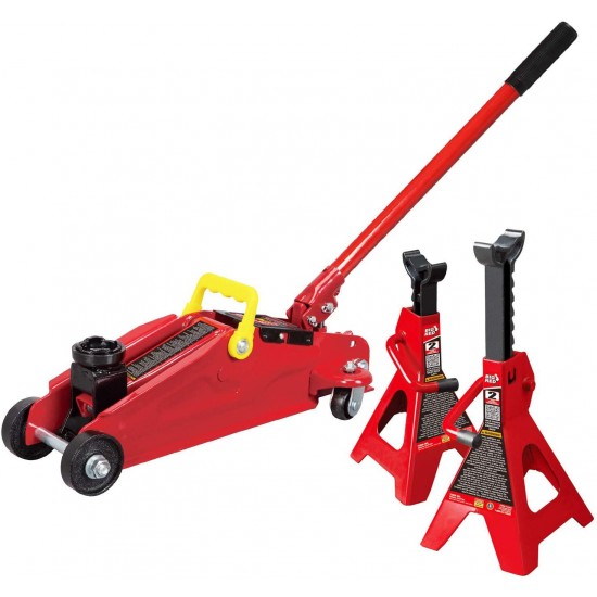 BIG RED Torin Hydraulic Trolley Floor Jack Combo with 2 Jack Stands, 2 Ton Capacity (T82001)