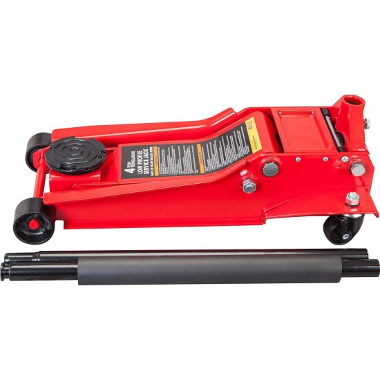 BIG RED AT84007R Torin Hydraulic Low Profile Service/Floor Jack with Dual Piston Quick Lift Pump, 4 Ton (8,000 lb) Capacity, Red