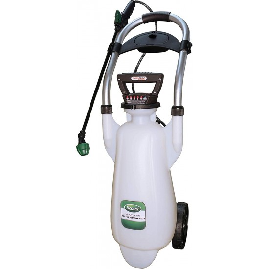 Scotts 190617 Lithium-ion Pump Zero Power Wheeled Cart Sprayer, 3 Gallon, 3-Gal, White