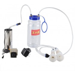 Electric Milking Machine Kit,2L Minitype Portable Double Head Vacuum-Pulse Pump Cow Milking Device Milker Impulse with Vacuum Pump for Agricultural Sheep Cows Cattle Optional Milking Machine(US)