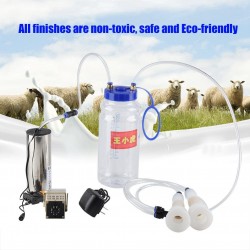 Electric Milking Machine Kit,2L Minitype Portable Double Head Vacuum-Pulse Pump Cow Milking Device Milker Impulse with Vacuum Pump for Agricultural Sheep Cows Cattle Optional Milking Machine(US)