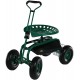 Sunnydaze Garden Cart Rolling Scooter with Extendable Steering Handle, Swivel Seat & Utility Basket, Green