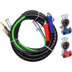 TORQUE 12ft 3 in 1 ABS & Air Power Line Hose Wrap 7 Way Electrical Cable with Handle Grip & Gladhands for Semi Truck Trailer Tractor (TR813212)