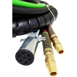 TORQUE 15ft 3 in 1 ABS & Air Power Line Hose Wrap 7 Way Electrical Cable with Handle Grip for Semi Truck Trailer Tractor (TR813215)