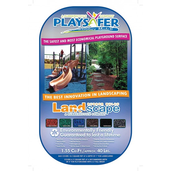 Playsafer Rubber Mulch Nuggets Protective Flooring for Playgrounds, Swing-Sets, Play Areas, and Landscaping (1,000 LBS - 39 CU. FT, Black)