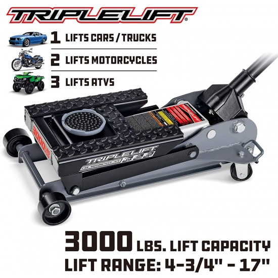 Powerbuilt - 3000Lb Triple Lift Garage Jack, (620622)