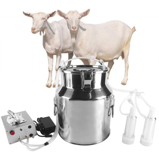 S SMAUTOP 14L Electric Pulsation Milking Machine Single Bucket Piston Vacuum Pulsation Milking Machine Goat Milking Supplies for Cows Cattle or Sheep Optional (Use US Plug)