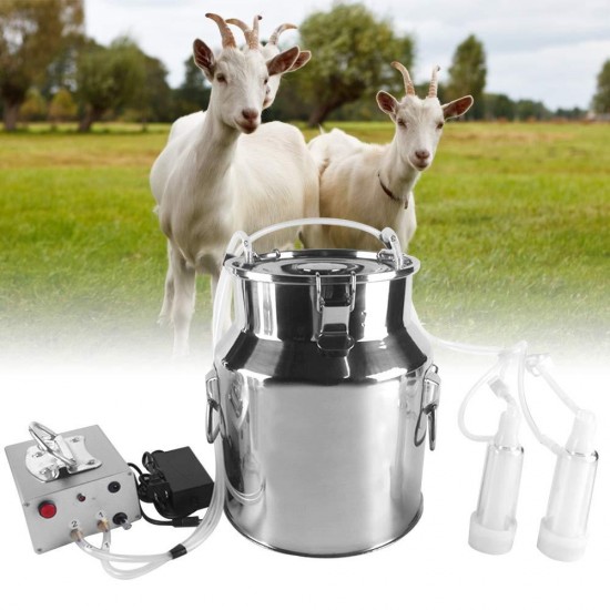 S SMAUTOP 14L Electric Pulsation Milking Machine Single Bucket Piston Vacuum Pulsation Milking Machine Goat Milking Supplies for Cows Cattle or Sheep Optional (Use US Plug)