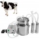 QHWJ Goats Cows Milker Machine Pulsating Vacuum Electric Small Family Farm Milking Kit,7L/14L Steel Milk Barrel, 2 Teat Cups and Cleaning Brush,7L for Cow