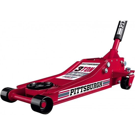 Pittsburgh Automotive 3 Ton Heavy Duty Ultra Low Profile Steel Floor Jack with Rapid Pump Quick Lift