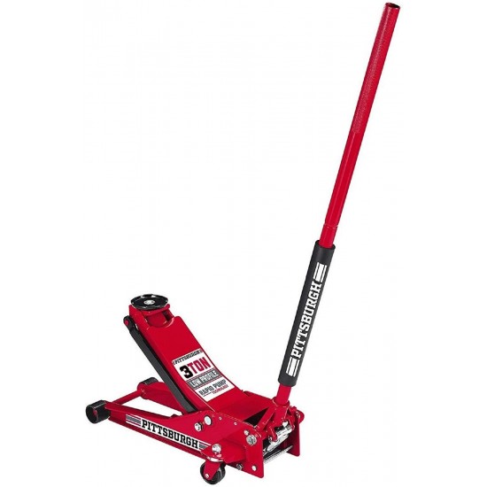 Pittsburgh Automotive 3 Ton Heavy Duty Ultra Low Profile Steel Floor Jack with Rapid Pump Quick Lift