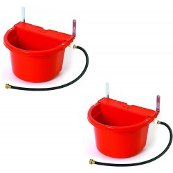 Little Giant FW16RED 4 Gallon Capacity Automatic Float Controlled Waterer Animal Horse & Cattle Livestock Water Trough, Red (2 Pack)