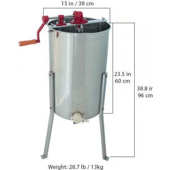 Manual Stainless Steel Honey Extractor Langstroth Tangential Spinner | Convenient Durable Simple & Economical (3 Frame)