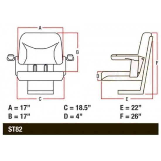 A & I Products Big Boy Suspension Tractor Seat - Black, Model Number BBS108BL