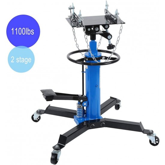 Iglobalbuy 2 Stage 1100lb Adjustable Height Hydraulic Telescoping Transmission Jack with Pedal 360° Swivel Wheel Lift Hoist