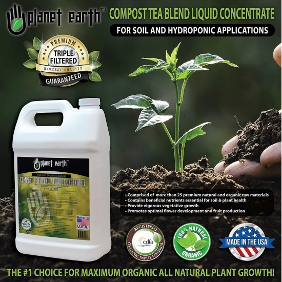 Planet Earth Natural Organic Based Compost Tea. The Ultimate Organic Fertilizer - Triple Filtered Liquid hydroponic Nutrient (5 Gallon)