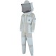 SRVG- 3X Layer Ultra Ventilated Safety with Free Gloves Protective Unisex White Fabric Mesh Beekeeping Suit Beekeeper Suit Outfit Round Veil