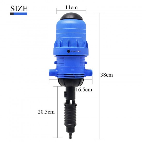 NEWTRY 0.4%~4% Adjustable Fertilizer Injector Water Powered Chemical Liquid Doser Dispenser 4.4~660.43 gallons/h Drip Irrigation Injector Dosing Pump for Industry Garden Hose Livestock (0.4% -4%)