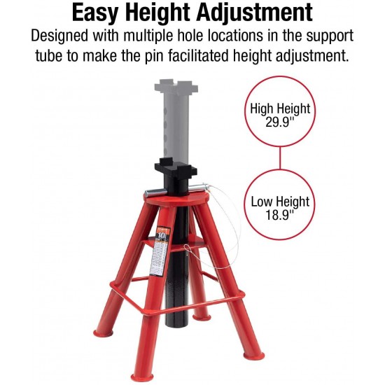 Sunex 1310 10-Ton Medium Height Pin Type Jack Stands, Pair