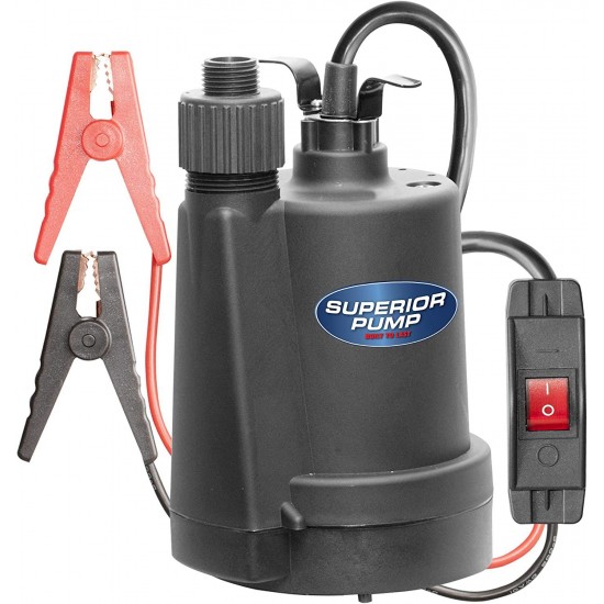 Superior Pump 91012 12 Volt Utility Pump with 20-Foot Cord, Black