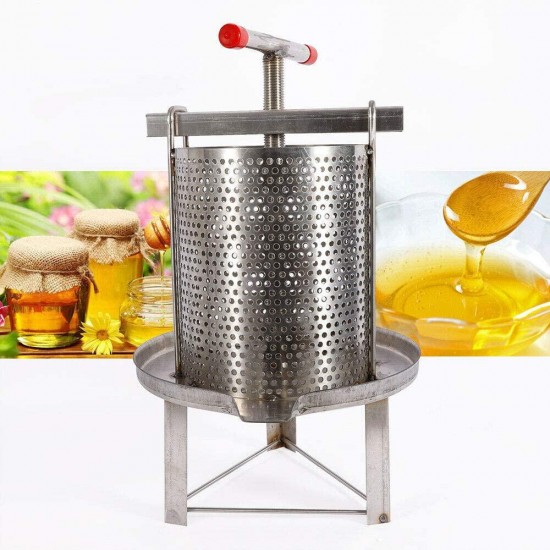 Gdrasuya10 Honey Press Extractor Small Stainless Steel Household Manual Honey Press Paraffin Machine Press Beekeeping Tool Diameter 24cm for Home, Restaurant, Large and Small Bee Farms