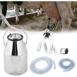 Goat Milker Machine, 6.6 Gallons Portable Four Head Stainless Steel Cow Goat Milking Machine Milking Pail Milk Bucket Tanks Container Barrel for Goat Cow Sheep Cattle