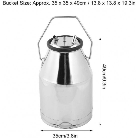 AYNEFY Milk Bucket, 25L Portable Stainless Steel Milking Milker Machine Bucket Tanks Container Barrel Tools for Home Garden