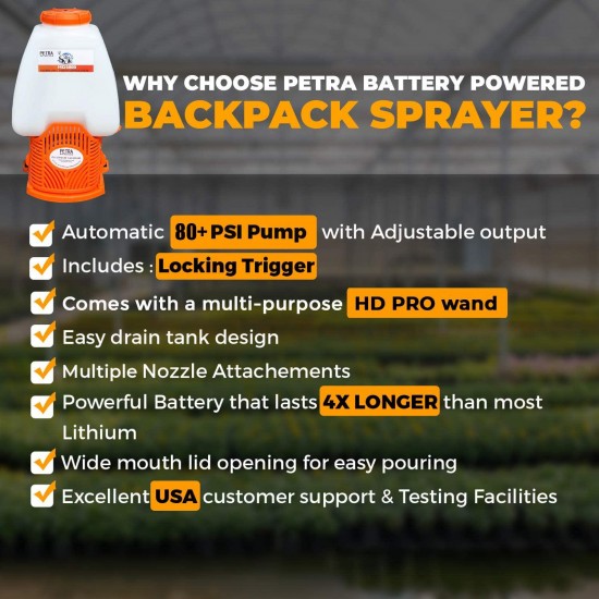 PetraTools Powered Backpack Sprayer with Custom Fitted Cart and 100 Foot Commercial Hose, 2 Hoses Included, Commercial Quality Heavy Duty Sprayer (6.5 Gallon Cart Sprayer)