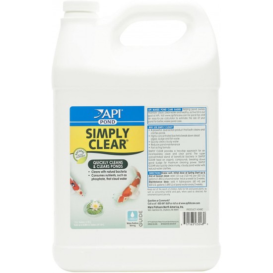 API Pond Simply Clear Bacterial Clarifier, Clears Cloudy Water and consumes Sludge Quickly, Use Every Two Weeks in Freshwater Ponds for Best Results