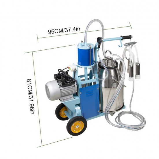 Enshey Milking Machine - Electric Milking Machine Milker for Farm Cows Bucket 110V 25L 304 Stainless Steel Bucket (Shipping from USA)