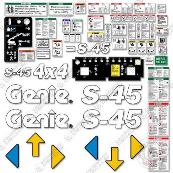 Genie S-45 Decal Kit Vertical Boom Lift - 3M Vinyl!