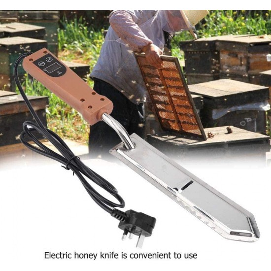 Electric Scraper Honey Uncapping Knife,Stainless Steel Beekeeping Supplies Hot Knife for Beekeeper Honey Collection Cutter Tool with Wooden Handle