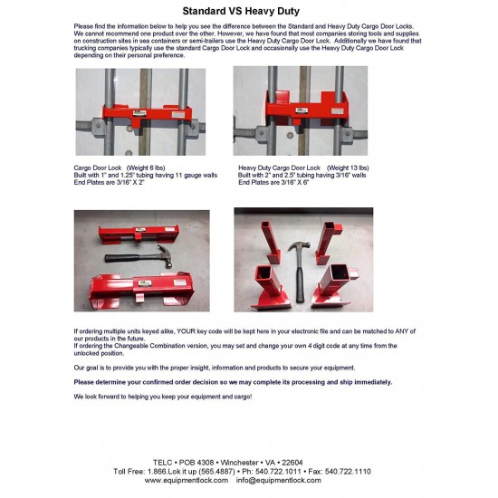 Cargo Door Lock CDL - Steel Cargo Door Lock - Truck Accessories & Storage - Maximum Security Door Lock - for Semi Trailer Trucks & Containers - Safety Red