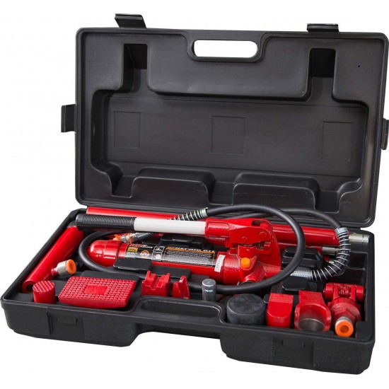 BIG RED T70401S Torin Portable Hydraulic Ram: Auto Body Frame Repair Kit with Blow Mold Carrying Storage Case, 4 Ton (8,000 lb) Capacity, Red