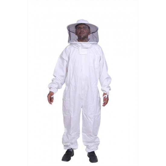 BEEATTIRE Bee Suit with Round Hood - Cotton Thick Sting-Less Protection Pro Beekeeper Suit Beekeeper Costume Adult bee Keeper Costume Beekeeping Suit bee Keeper Suit YKK Zippers (2XL)