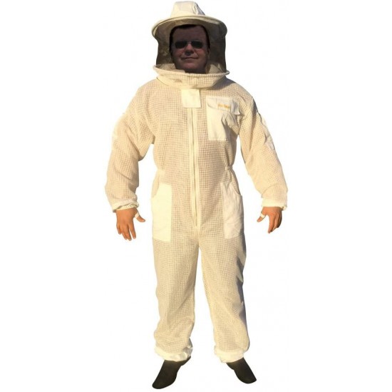 Bee Smart 800 -Ventilated Three Layers Mesh Beekeeping Suit with Removable hat/Veil - Size XX Large