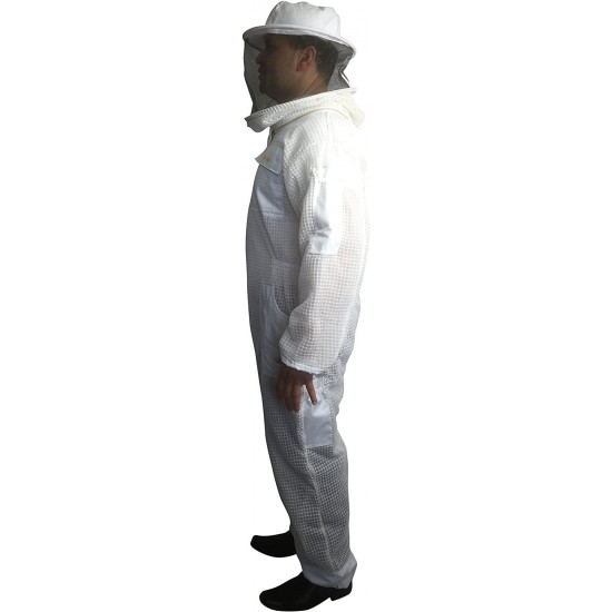 Bee Smart 800 -Ventilated Three Layers Mesh Beekeeping Suit with Removable hat/Veil - Size XX Large