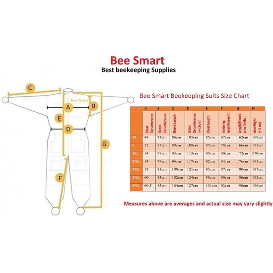 Bee Smart 800 -Ventilated Three Layers Mesh Beekeeping Suit with Removable hat/Veil - Size XX Large