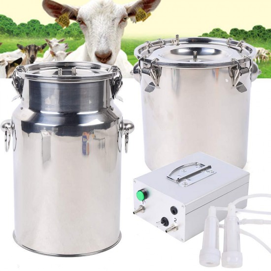 Kaafs 5L/7L Electric Sheep Goat Milking Machine 110V Dual Head Milking Machine Vacuum Impulse Pump Stainless Steel Sheep Goat Milker (5L)