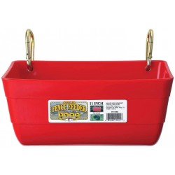 Little Giant FF11RED 4.5 Quart Heavy Duty Plastic Feed Trough Bucket Fence Feeder with Clips for Livestock & Pets, Red (6 Pack)