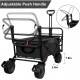 BEAU JARDIN Folding Wagon Cart With Brake Free Standing Collapsible Utility Camping Grocery Canvas Fabric Sturdy Portable Rolling Buggies Outdoor Garden Sport Heavy Duty Shopping Cart Push Wagon Black