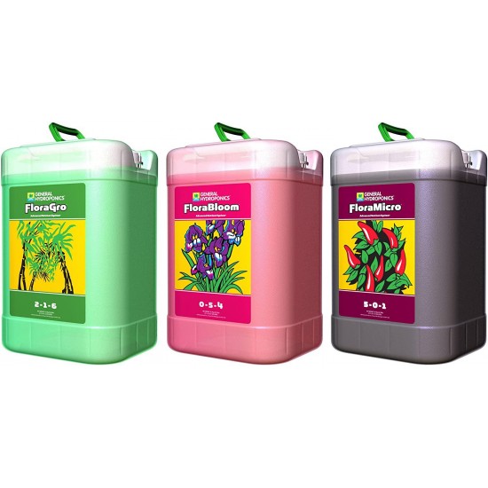 General Hydroponics Flora Series 6 Gallons: FloraGro, FloraBloom, and FloraMicro