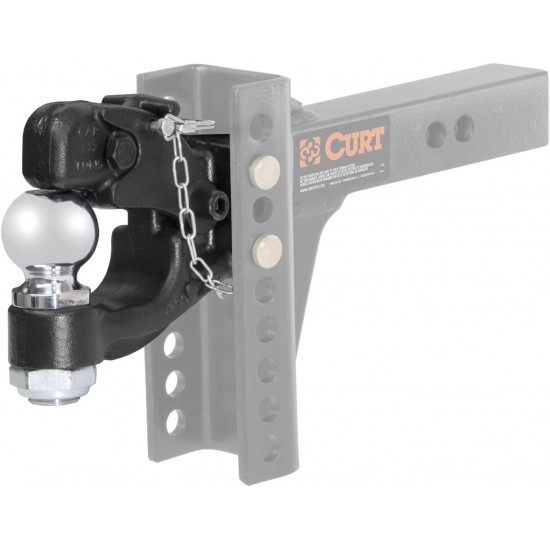 CURT 45919 Channel Mount Pintle Attachment with 2-Inch Ball, 10,000 lbs, Shank Required