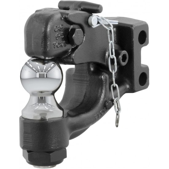 CURT 45919 Channel Mount Pintle Attachment with 2-Inch Ball, 10,000 lbs, Shank Required